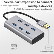 8108 HUB da USB 3.0 a USB 3.0 a 7 porte, lunghezza cavo: 80 cm, 8108