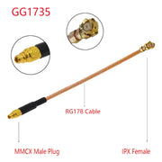 Cavo adattatore IPX femmina a GG1735 MMCX femmina RG178, lunghezza: 15 cm, IPX to GG1735 MMCX Male