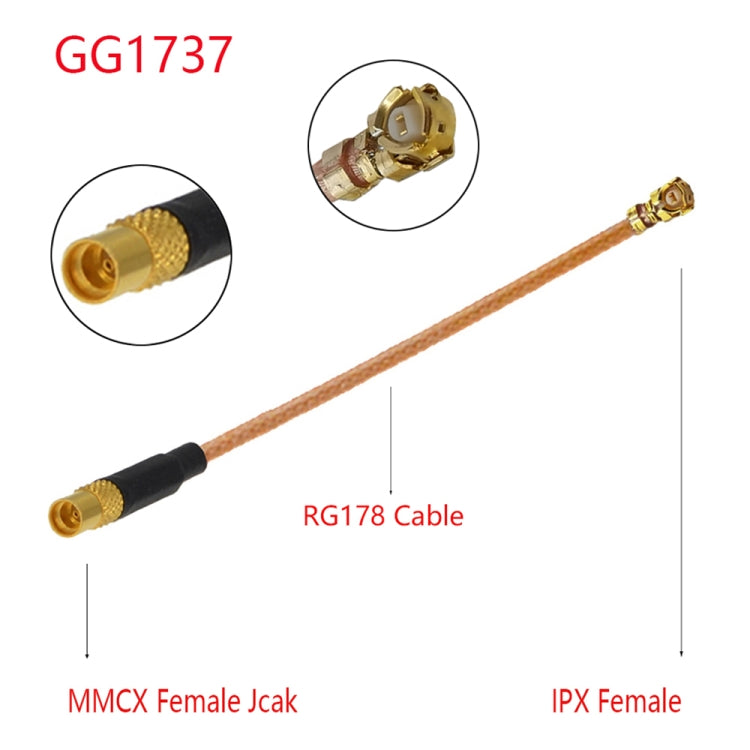 Cavo adattatore IPX femmina a GG1737 MMCX femmina RG178, lunghezza: 15 cm, IPX to GG1737 MMCX Female