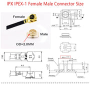 Cavo adattatore IPX femmina a RP-SMA femmina RG178, lunghezza: 15 cm, IPX to RP-SMA Female