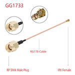 Cavo adattatore IPX femmina a GG1733 RP-SMA maschio RG178, lunghezza: 15 cm, IPX to GG1733 RP-SMA Male