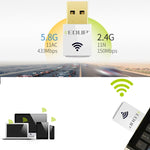 EDUP EP-AC1619 Mini Wireless USB 600Mbps 2.4G / 5.8Ghz 150M+433M Scheda di rete WiFi Dual Band per Nootbook / Laptop / PC, EP-AC1619 600Mbps (White), EP-AC1619 600Mbps (Black)