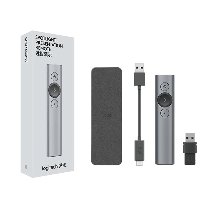 Penna flip con telecomando PPT per presentatore wireless USB Logitech Spotlight 2.4Ghz, Spotlight (Grey), Spotlight (Gold)