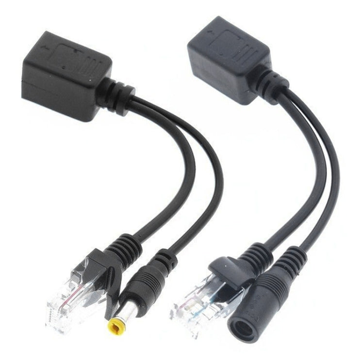 Set di cavi splitter e iniettore POE RJ45 2 in 1 con jack CC femmina e maschio da 2,1 x 5,5 mm, 2.1x 5.5mm Female