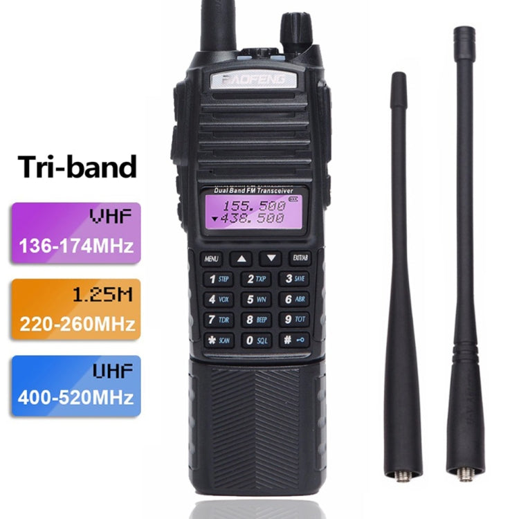 BaoFeng UV-82T Walkie-talkie portatile con doppia antenna radio bidirezionale tri-band, spina europea, UV-82T