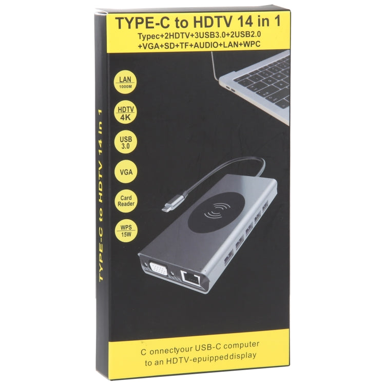 Docking station USB-C 14 in 1 con ricarica wireless 15W