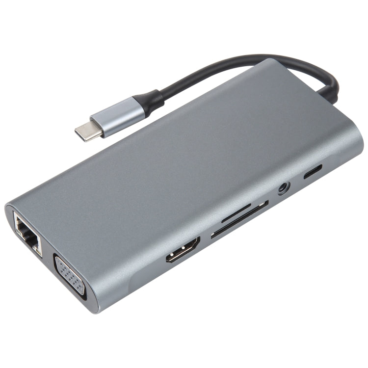 Adattatore HUB docking station da USB-C/Tipo-C a USB 11 in 1 (porta di rete 100M), 100M Network Port