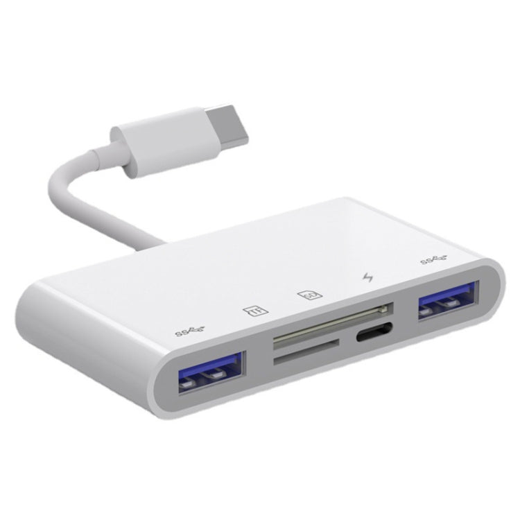 NK-1032TC Adattatore 5 in 1 da USB-C maschio a SD / TF / 2xUSB / tipo C femmina, NK1032TC