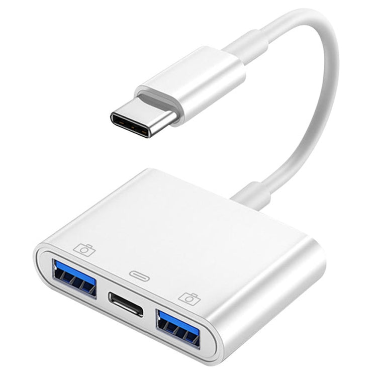 S-202 3 in 1 USB-C/Type-C maschio a Type-C + 2 x USB Adattatore per fotocamera femmina, S-202