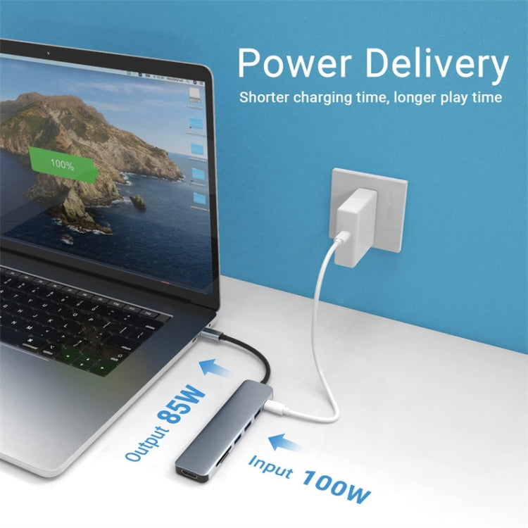 Adattatore HUB USB-C 7 in 1 con HDMI 4K e lettore schede
