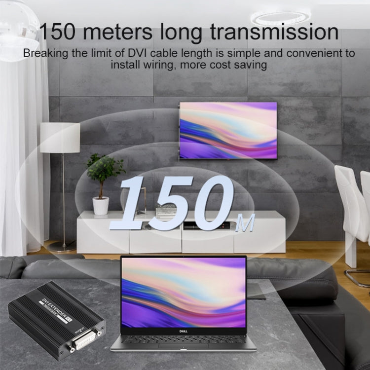 Measy DVI1815 Convertitore trasmettitore e ricevitore extender DVI, alimentatore singolo POE, distanza di trasmissione: 150 m, DVI1815