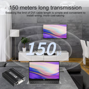 Measy DVI1815 Convertitore trasmettitore e ricevitore extender DVI, alimentatore singolo POE, distanza di trasmissione: 150 m, DVI1815