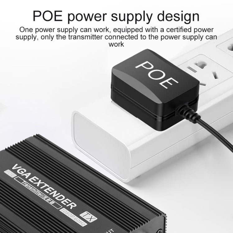 Measy VGA1815 Convertitore trasmettitore e ricevitore extender VGA, alimentatore singolo POE, distanza di trasmissione: 150 m, VGA1815