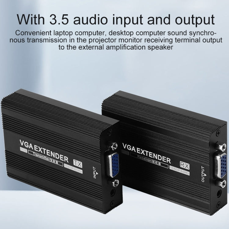Measy VGA1815 Convertitore trasmettitore e ricevitore extender VGA, alimentatore singolo POE, distanza di trasmissione: 150 m, VGA1815