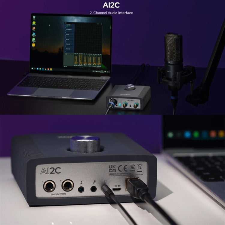 Godox AI2C USB 2-Channel Audio Interface Sound Card for Live Broadcast