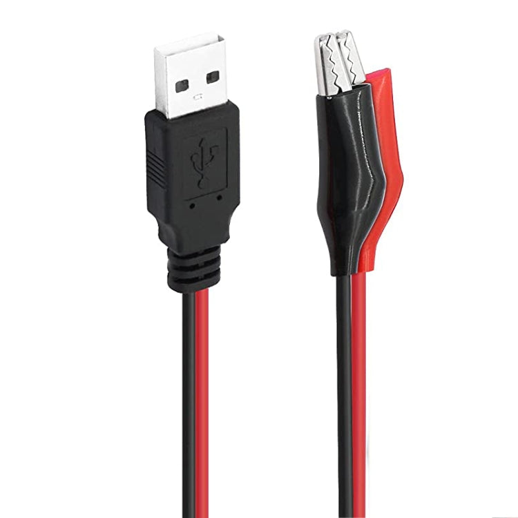 Cavo di prolunga per collegamento alimentazione USB-A maschio a 2 x clip a coccodrillo, lunghezza: 0,5 m, USB-A Male