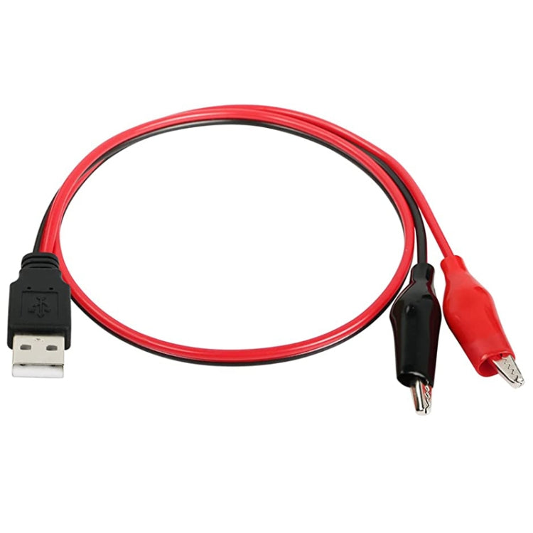 Cavo di prolunga per collegamento alimentazione USB-A maschio a 2 x clip a coccodrillo, lunghezza: 0,5 m, USB-A Male