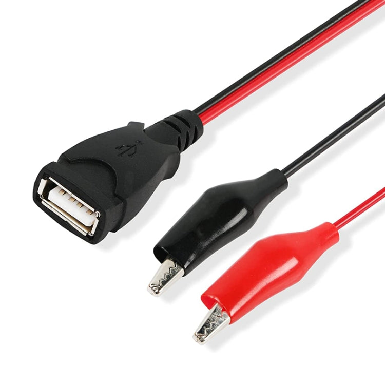 Cavo di prolunga per collegamento alimentazione USB-A femmina a 2 x clip a coccodrillo, lunghezza: 0,5 m, USB-A Female