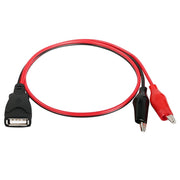Cavo di prolunga per collegamento alimentazione USB-A femmina a 2 x clip a coccodrillo, lunghezza: 0,5 m, USB-A Female