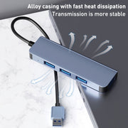 Adattatore HUB 4 in 1 da USB a USB 3.0x4, lunghezza cavo: 1,2 m, BYL-2013U3 12cm