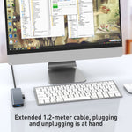 Adattatore HUB 4 in 1 da USB a USB 3.0x4, lunghezza cavo: 1,2 m, BYL-2013U3 12cm