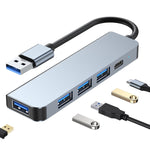 Adattatore HUB 5 in 1 USB 3.0, USB 2.0 e USB-C 10 cm