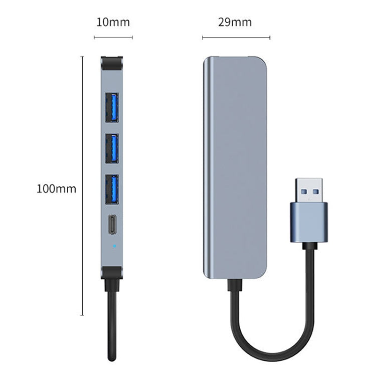 Adattatore HUB 5 in 1 USB 3.0, USB 2.0 e USB-C 10 cm