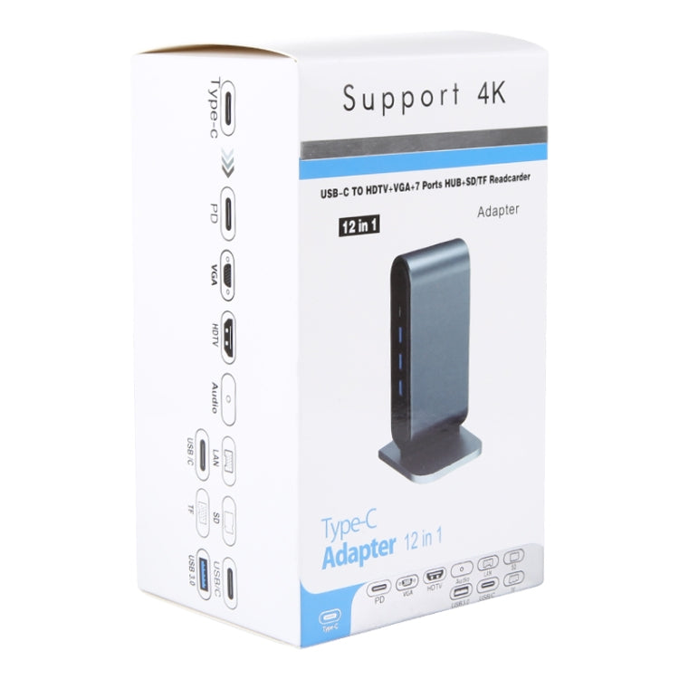 Adattatore HUB USB-C 12 in 1 con porte USB, VGA, LAN, SD