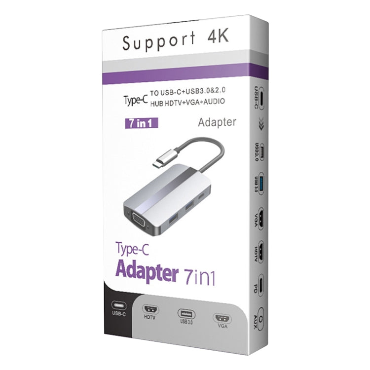 Adattatore HUB USB-C 7 in 1 con HDMI, VGA, USB 3.0