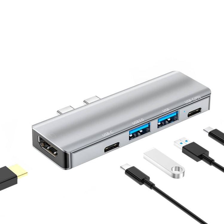Adattatore HUB USB-C 5 in 1 con HDMI 4K e USB 3.0