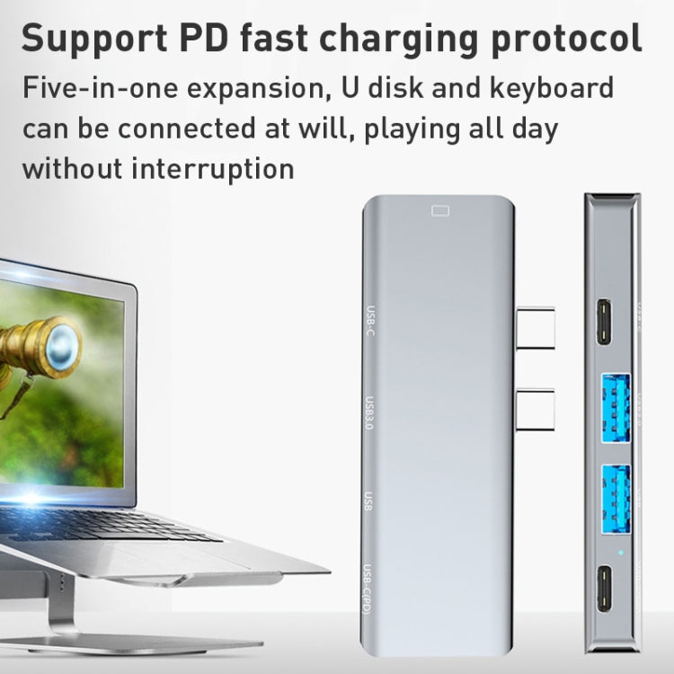 Adattatore HUB USB-C 5 in 1 con HDMI 4K e USB 3.0
