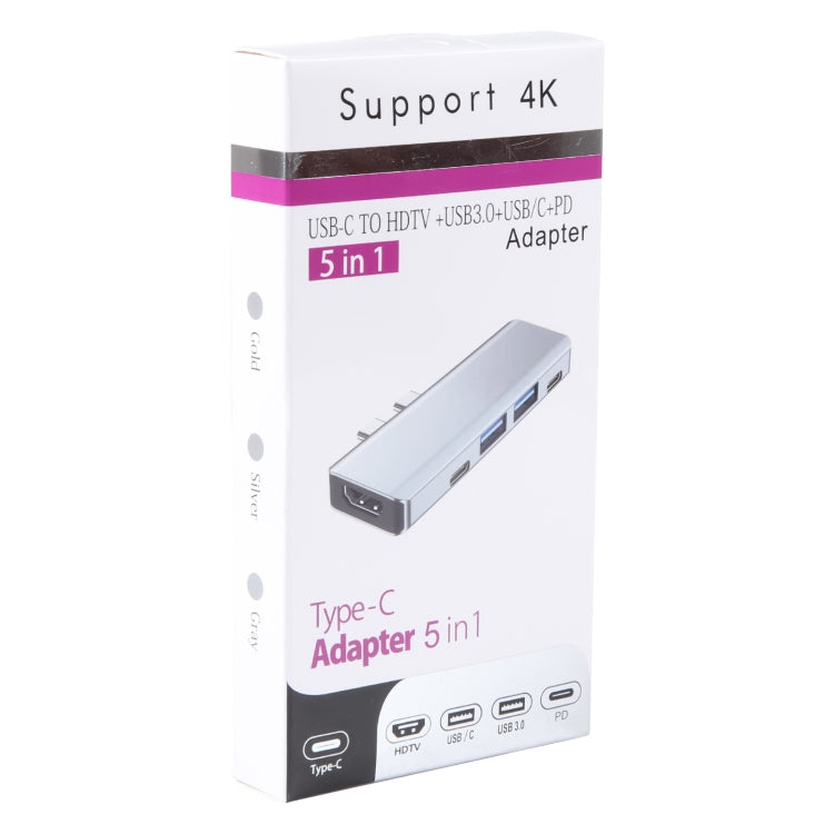 Adattatore HUB USB-C 5 in 1 con HDMI 4K e USB 3.0