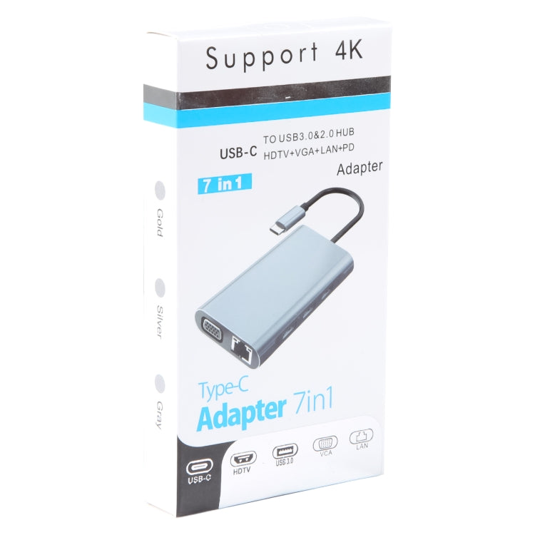 Adattatore HUB USB-C 7 in 1 con HDMI, VGA, LAN e USB