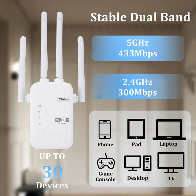 ZX-R08 1200Mbps 2.4G/5G Dual-Band Ripetitore WiFi Amplificatore di Segnale WISP Router Esterno, Spina DEGLI STATI UNITI, 1200Mbps