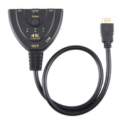 Switcher HDMI 3 x 1 4K 30Hz con cavo HDMI Pigtail, supporto alimentazione esterna, External Power Supply