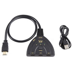 Switcher HDMI 3 x 1 4K 30Hz con cavo HDMI Pigtail, supporto alimentazione esterna, External Power Supply