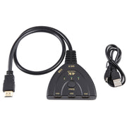 Switcher HDMI 3 x 1 4K 30Hz con cavo HDMI Pigtail, supporto alimentazione esterna, External Power Supply
