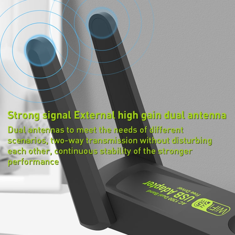 Ricevitore trasmettitore WiFi adattatore di rete USB doppia frequenza 1300Mbps, 1203
