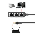 Extender splitter per rete Ethernet LAN da 1 a 3 prese RJ45, 3 Ports RJ45