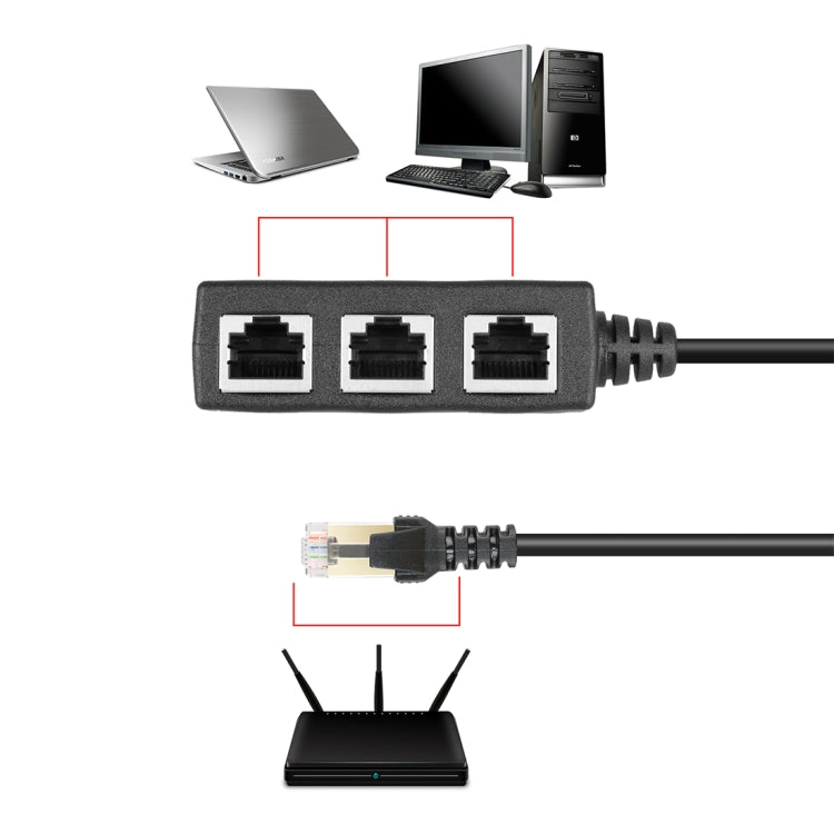 Extender splitter per rete Ethernet LAN da 1 a 3 prese RJ45, 3 Ports RJ45