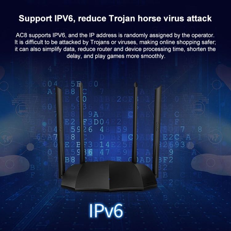 Router wireless con porta Gigabit dual-band Tenda AC8 AC1200 da 2,4/5 GHz, AC8
