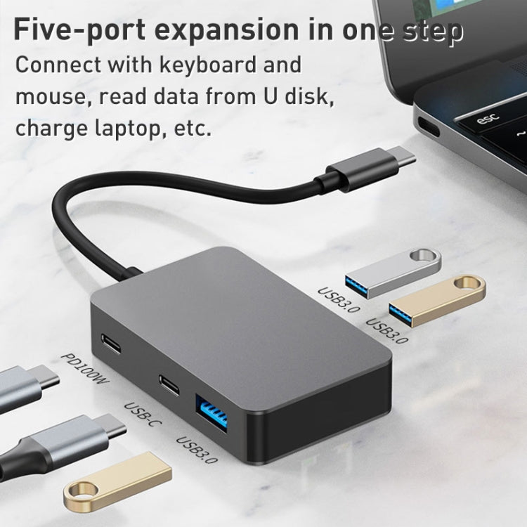 Adattatore HUB USB-C a USB 3.0 e Tipo-C 5 in 1