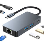 Adattatore HUB 6 in 1 USB-C a USB 3.2 con Ethernet Gigabit