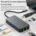 Adattatore HUB 6 in 1 USB-C a USB 3.2 con Ethernet Gigabit