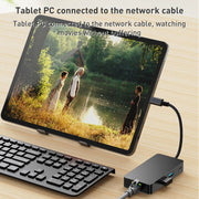 BYL-2308 6 in 1 da USB-C/Tipo-C a USB 3.2 + Internet Gigabit + Adattatore HUB HDTV, BYL-2308