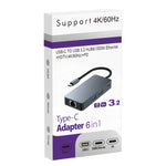 Adattatore HUB 6 in 1 USB-C a USB 3.2 con Ethernet Gigabit