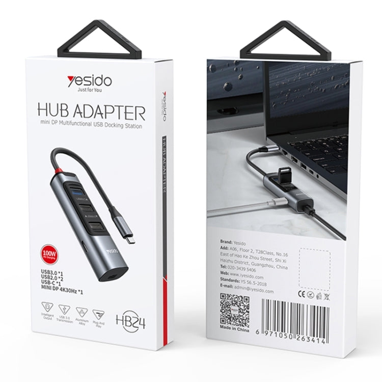 Adattatore HUB docking station USB-C 5 in 1 Yesido HB24