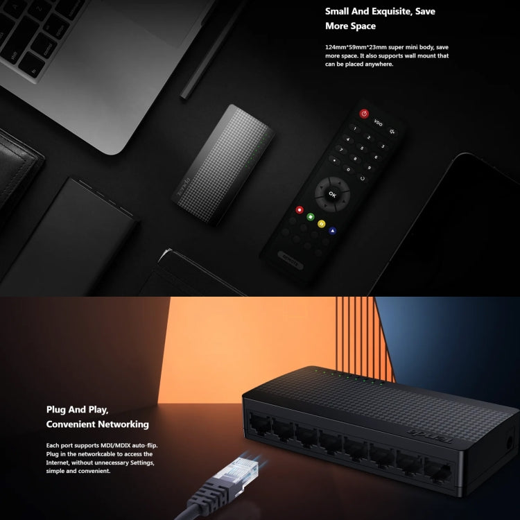 Tenda SG108M Tutte le porte Gigabit Rete ad alta velocità Switch Ethernet a 8 porte HUB LAN veloce da 1000 Mbps, SG108M