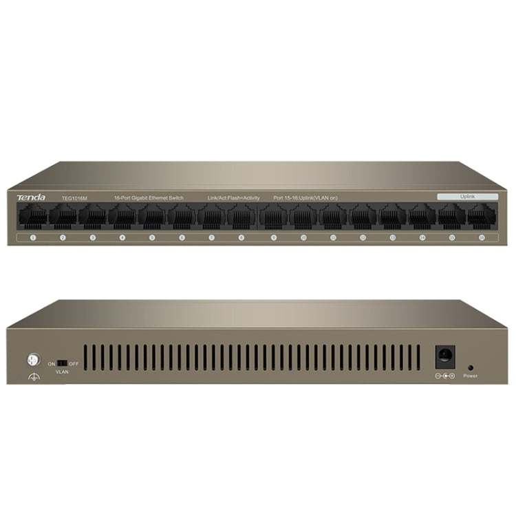Switch Gigabit Ethernet da tavolo in metallo a 16 porte Tenda TEG1016M per stabilire rapidamente una rete ad alta velocità, TEG1016M
