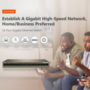 Switch Gigabit Ethernet da tavolo in metallo a 16 porte Tenda TEG1016M per stabilire rapidamente una rete ad alta velocità, TEG1016M